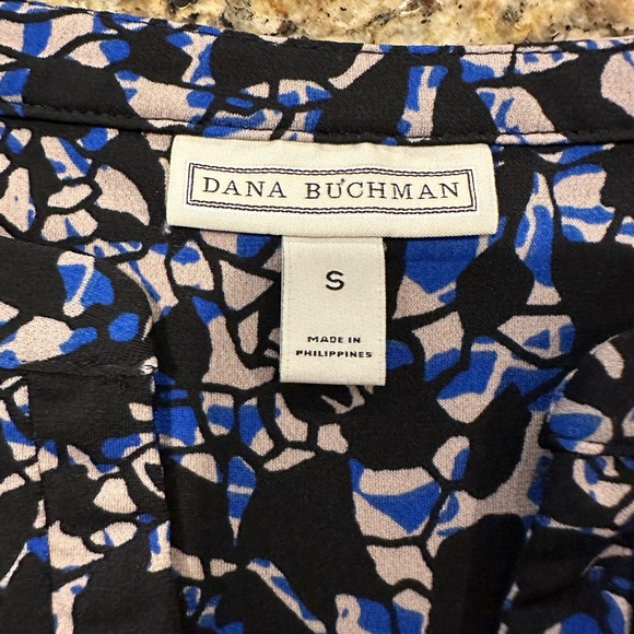 Dana Buchman Women’s Blue/Black/White V-Neck, Geometric Blouse - Size S - Picture 7 of 10